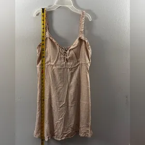American Eagle Women‎ Beige Plaid Mini dress size L thumbnail 5