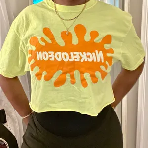 Nickelodeon Lime Green Crop Top with Orange Logo thumbnail 2