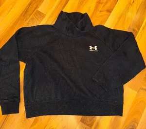 Under Armour Women's‎ Pullover Mock Neck Sweatshirt crop Long Sleeve Top Black thumbnail 1