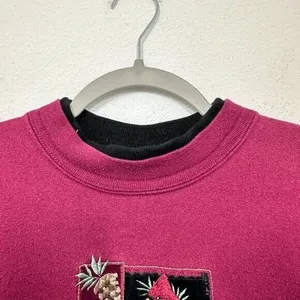 Vintage Cardinal Top Stitch Grannycore Cottagecore Sweatshirt Women's Large thumbnail 3
