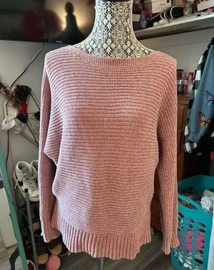 Pink chenille sweater thumbnail 1