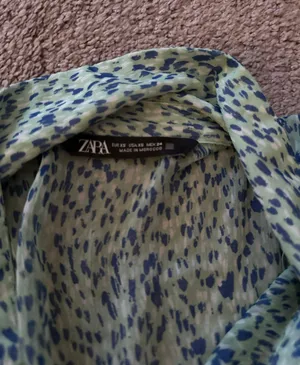 ZARA Blue/Teal leopard print dress thumbnail 3
