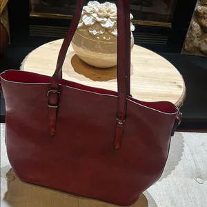Non Signe Red Leather Tote Bag thumbnail 1