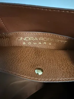 Sondra Roberts Squared Cognac Brown Tote with Gold Buckles Computer Bag or Purse thumbnail 14