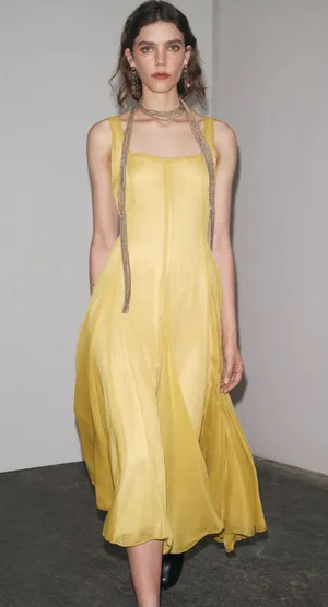 Zara butter mustard Yellow Maxi Dress flowy bohemian midi summer vacation thumbnail 16