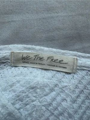 Free People We The Free White Waffle Knit Oversized Thermal Top S thumbnail 3