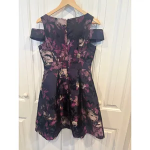 Jessica Howard‎ Purple Floral Cold Shoulder Dress Size 6 thumbnail 2