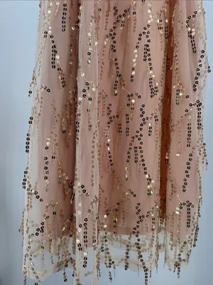 BloomChic Peach pink slip Dress sequin fringe mesh 18-20 party holiday HOCO thumbnail 6