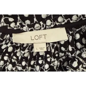 Loft Women's Petite Blouse Black White Size L Polka Dot Boat Neck Short Sleeve Casual thumbnail 4