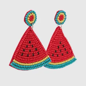 Colorful Beaded Earrings Red thumbnail 2