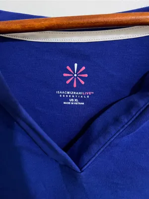 Isaac Mizrahi Live Women Top Plus Size 1X Essentials Pima Cotton Blue T-shirt thumbnail 3