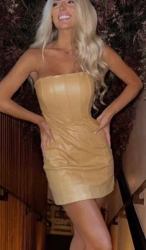 ZARA Blogger Favorites Caramel Faux Leather Dress thumbnail 7