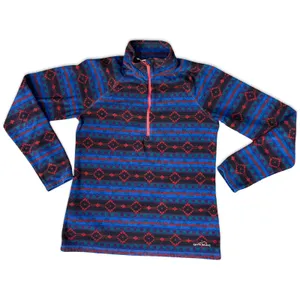 Eddie Bauer Blue Red Southwest Aztec 1/4 Zip Pullover Sweatshirt Fleece size M thumbnail 8