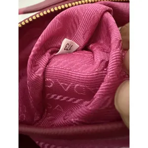 PRADA Shoulder Bag Nylon Pink Gold Hardware Authentic 9.5x5" 9" Handle‎ Drop L thumbnail 9