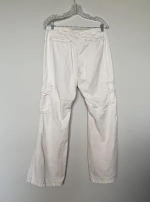 American Eagle Cream Wide Leg Cargo Pants thumbnail 3