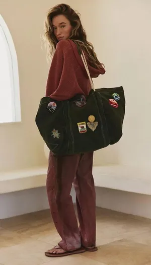 NWT Free People Been There Badge Tote Bag In Color Sea Serpent $128MSRP No refunds or cancellations thumbnail 1