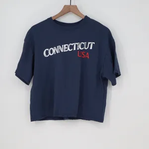 Where I'm From Connecticut USA Navy Blue Graphic Boxy Cropped T-Shirt Small thumbnail 2