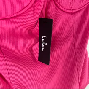 Lulu's Vibrant Pink Stretch Ribbed Sleeveless Wired Bra‎ Thong Bodysuit NWT XL thumbnail 6