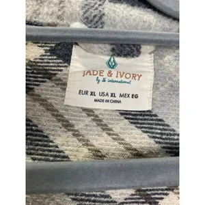 Jade‎ & Ivory Cream Gray Plaid Shacket Fleece Button Front Oversized XL thumbnail 3