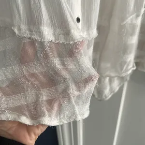 Free People large rayon gauzy flowy Elegant off scoop White Button-Up Top thumbnail 4