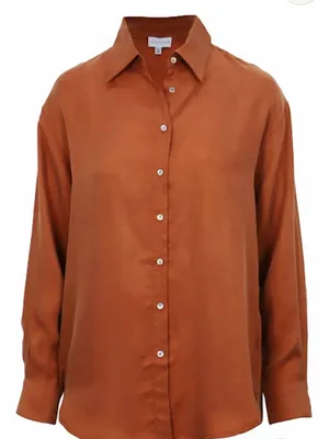 Lucy Paris Women’s S Burnt Orange Maggie Button-Down Shirt Oversized thumbnail 1