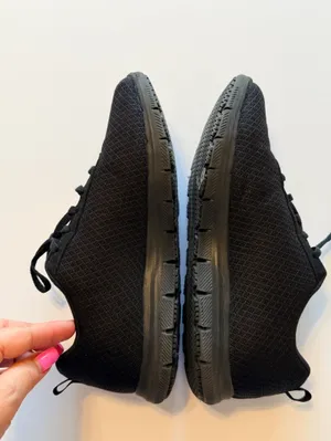 Skechers Work SLIP RESISTANT lace up mesh knit black women's sneakers sz 7 thumbnail 5