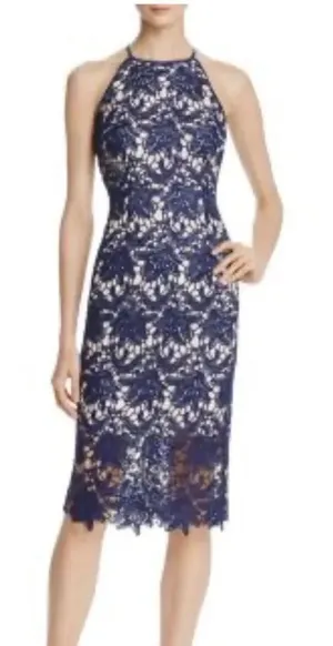 Keepsake Blue True Love Lace Midi Sleeveless Cocktail Dress Medium‎ thumbnail 1