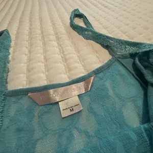 Victoria’s Secret Blue Slip Nightie M Medium See Through Lace Center Strips thumbnail 3