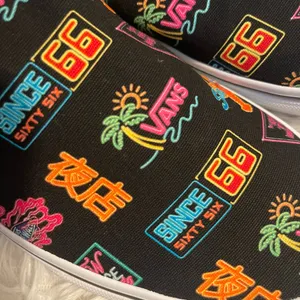 Rare Vans Market Black/ Neon Slip On seafood lobster Chinese characters sneakers thumbnail 8