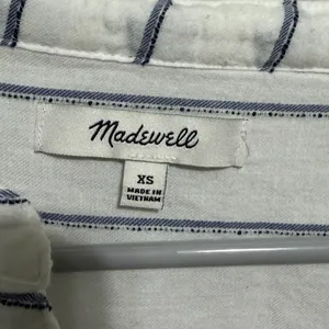 Madewell Navy and White Striped Blouse thumbnail 2