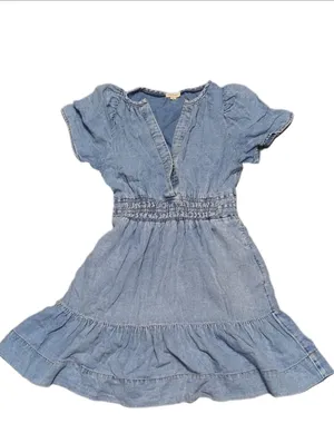 Anthropologie The Somerset Mini Dress Denim Edition Smock Waist Tiered Hem XXS thumbnail 3