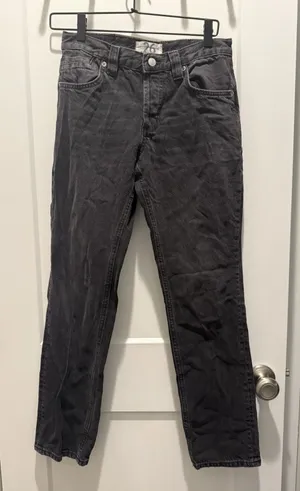 We The Free People Jeans 26 Gray Curvy Siren Low Rise Straight Stonewash Button thumbnail 1