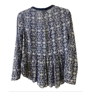 Anthropologie top by Maeve blue & white boho style sz 2 thumbnail 2