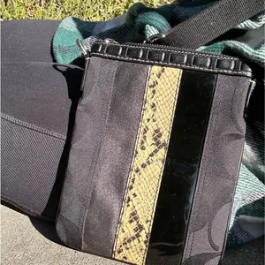 COACH Hampton Swingpack Signature Jacquard Stripe Python Patent Leather thumbnail 7
