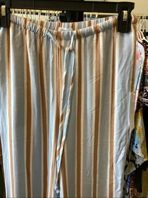 Sienna sky Light Blue and Tan Striped  Drawstring Pants thumbnail 2