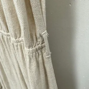 Monteau Los Angeles Linen Blend Ruffle Sleeve Button Front Midi Dress Beige Lg thumbnail 8