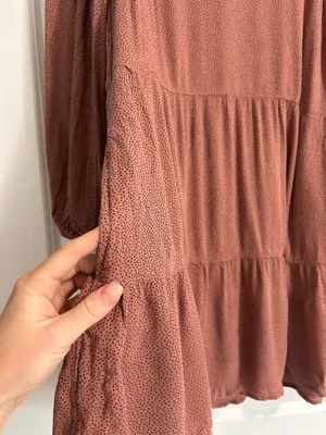 Abercrombie & Fitch Mauve Ditsy Polka Dot Tiered Mini Dress Size Small thumbnail 5