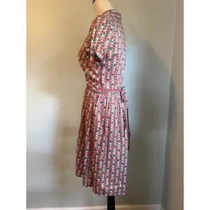Y2K Polka Dot Wrap Dress Short Sleeve Retro Rockabilly Cotton colorful dainty S thumbnail 3