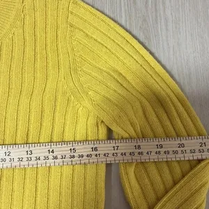 Banana Republic Italian Yarn Ribbed Sweater Womens Small Yellow Merino Cashmere thumbnail 6