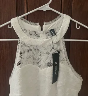 Women’s Gorgeous Allegra K White Satin Lace Med/ Length Dress Size M NWT thumbnail 7