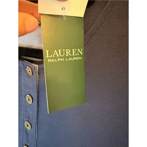 Lauren Ralph Lauren Navy Henley Tee Shirt Small NWT thumbnail 4