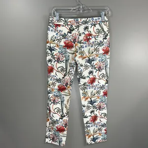 Zara Woman Size XS Floral Cotton Pants thumbnail 6