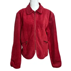 Chadwick's Jacket Red Leather Suede Full Zip Collared Moto Classic Minimalist XL thumbnail 2