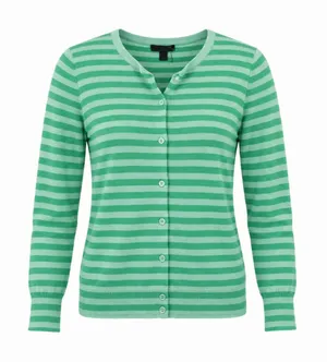 NWT J.CREW Womens Cardigan Green Italian Cashmere Knit Striped Sweater Large thumbnail 1