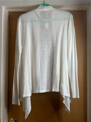 Verve Ami Ivory Draped Open-Front Cardigan Size-Medium Coastal Minimalist thumbnail 3