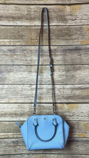 Tory Burch Pebbled Leather Shoulder Bag Rivera Blue thumbnail 1
