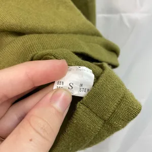 Women's green crewneck soft knit striped cotton blend grunge y2k‎ sweater small thumbnail 4