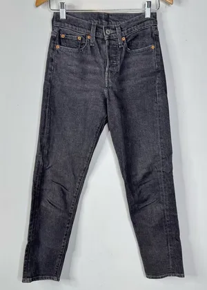 Levi's Washed Black Button Fly‎ Straight Leg Jeans Size 24 thumbnail 1