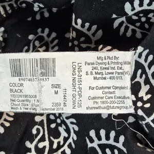 Shyla Nightwear Black White Block Print Cotton Maxi Gown Dress Womens Medium thumbnail 5