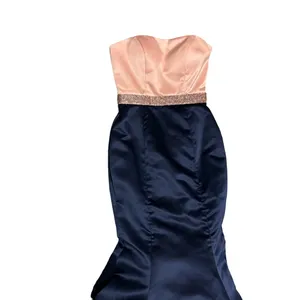 Sherri Hill Pink, Navy Empire Waist Strapless Mermaid Full Length Formal Gown 0 thumbnail 2